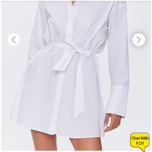 Forever 21 Belted White Shirt Dress